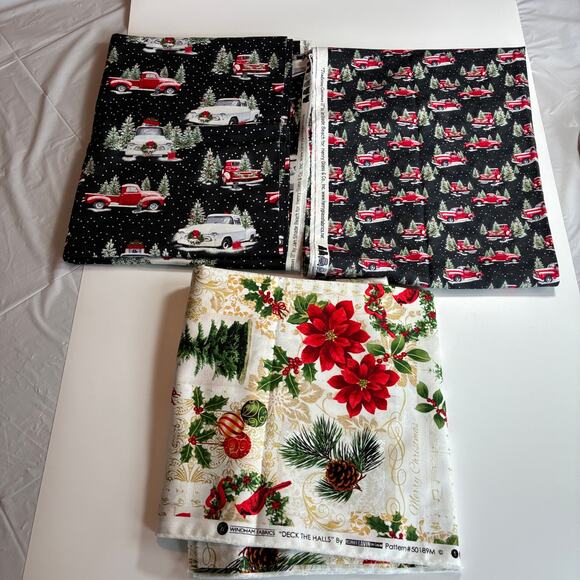 Christmas Quilt fabric lLot Henry Glass and Windham 3 pieces 7+ yards Vintage - Picture 1 of 7